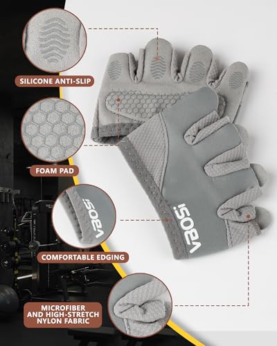Weight Lifting Gloves - Micro Workout Gloves for Men & Women - Gray-L