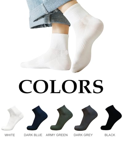 Men's Spring & Summer Socks 6 Pairs - Casual, Breathable, Deodorant - Black-White-Dark Grey-Dark Blue, MapleLeafSwallow