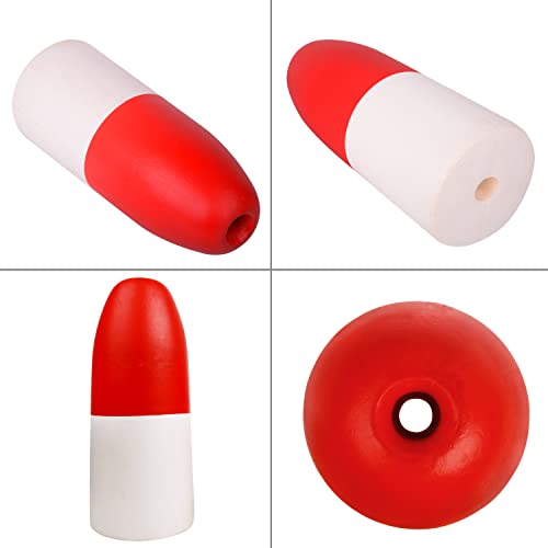 SILANON 2pcs 6x14 Inch Crab Trap Floats Buoys | Red & White Fishing Marker Buoys