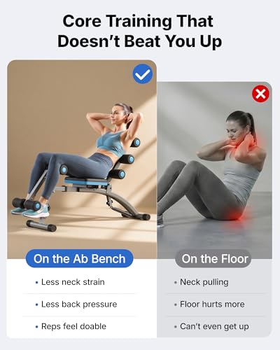 Adjustable Ab Machine - Ergonomic Core Trainer Bench - Black Blue