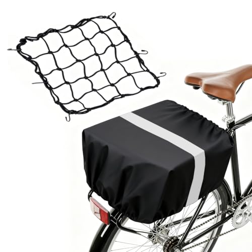 Mattisam Medium 60L Waterproof Bike Basket Rain Cover with Cargo Net - Black