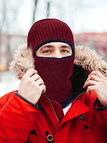 SATINIOR 2 Pack Winter Fleece Ski Masks Balaclava for Cold Weather - Black, Red, One Size