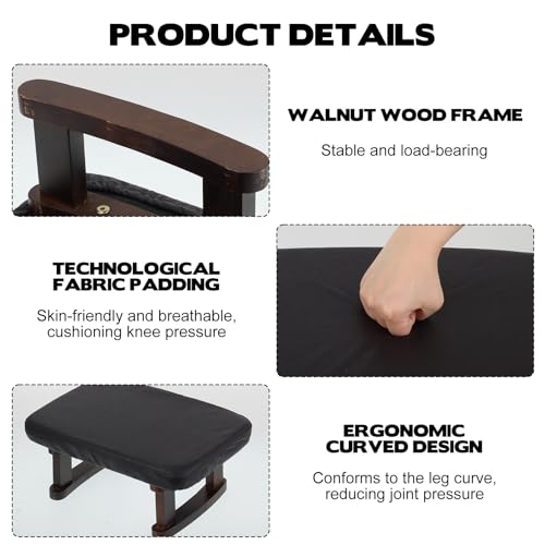 Walnut Prayer Kneeler with Thick Cushion and Washable Cover
