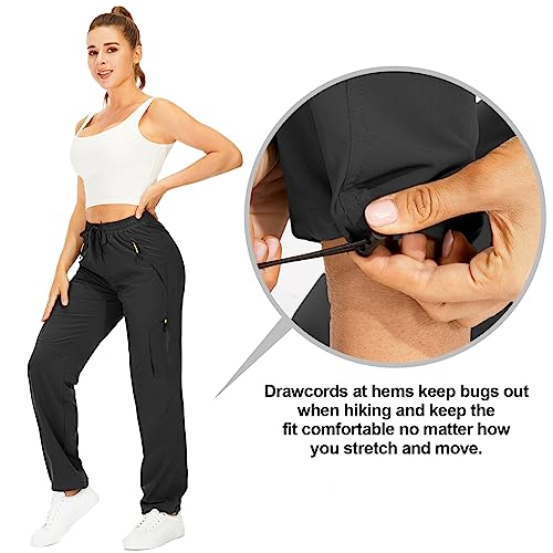 Lightweight Women's Hiking Cargo Pants - UPF 50, Quick Dry, Medium/Black