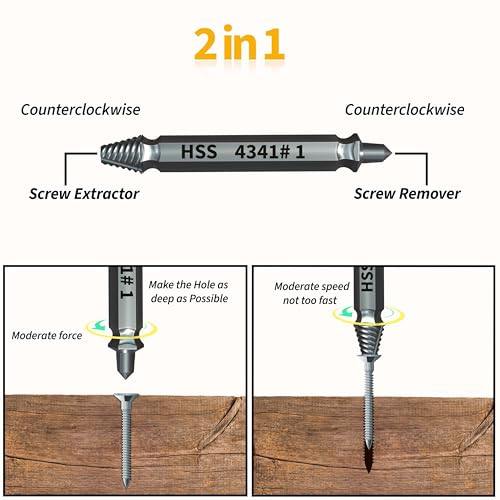 Gifts for Men ? Stripped Screw Extractor Set ? Father¡¯s Day Gifts from Wife, Daughter, & Son ? Easy Out Extractor Set for Nuts, Screws & Bolts ? Perfect Husband & Birthday Gifts (Silver (Pack of 6))