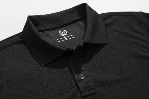 Men's Performance Polo T-Shirt - Short Sleeve, Large, Black