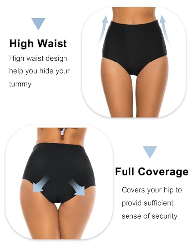 Bonneuitbebe High Waisted Black Bikini Bottoms - Full Coverage, Medium/High Waist