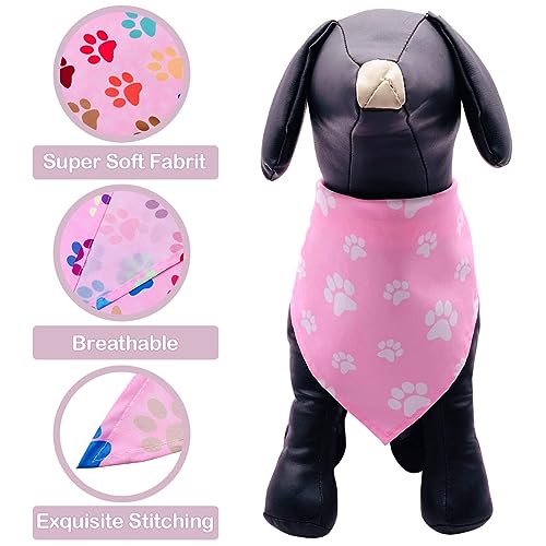 PET SHOW Medium Paw Print Dog Bandanas 50 Pack - Adjustable, Breathable Polyester, Perfect for Small & Medium Dogs & Cats - Paw Pattern Accessories