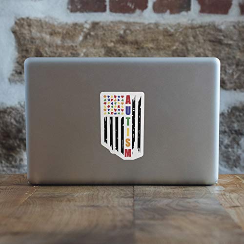Autism Awareness Decal - American Flag Puzzle Pieces Vinyl Sticker