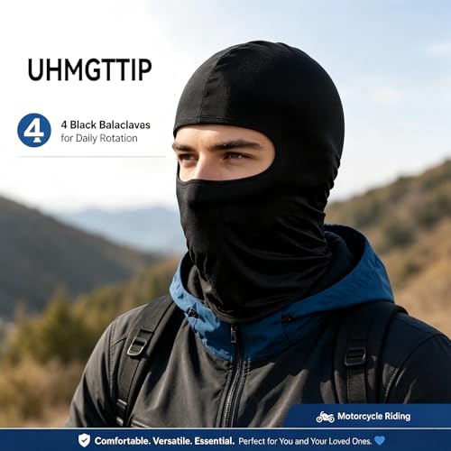 Balaclava Face Mask for Outdoor Sports - 4-Pack A-Black