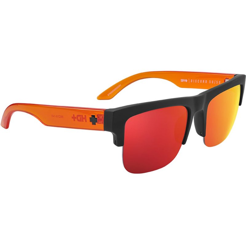SPY OPTIC Discord 50/50, Square Semi-rimless Sunglasses, Color and Contrast Enhancing Lenses Matte Black - HD Plus Gray Green Polarize Lenses