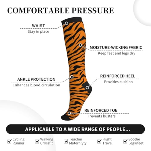 Compression Socks for Men & Women - Knee High Support - Tiger