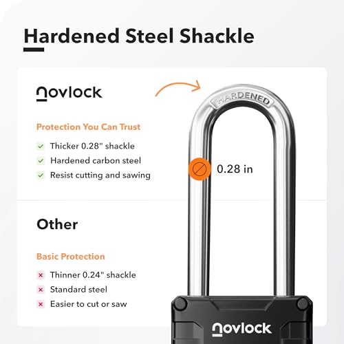 2.76 in Long Shackle Combination Locks | 4-Digit Padlocks for Gym Locker, Cabinets, Toolboxes, Gates, Fences, Sheds | 4-Pack, Black