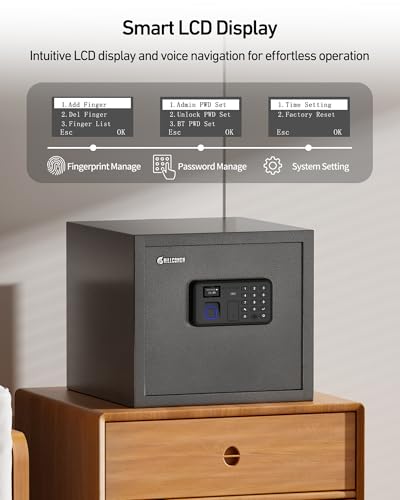 Smart Gun Safe for Multiple Pistols - Biometric Handgun Safe, Black - 0.8 Cubic Feet