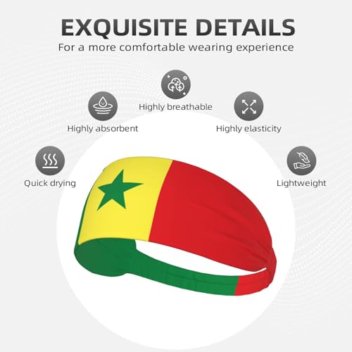 Flag Elastic Headband - Moisture-Wicking Sweatband Senegal