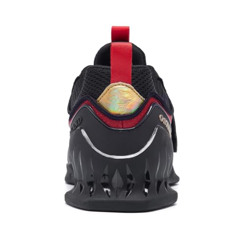 Weightlifting Shoes for Men & Women - 1.4 Inch Heel, Black/Red - Wide Fit