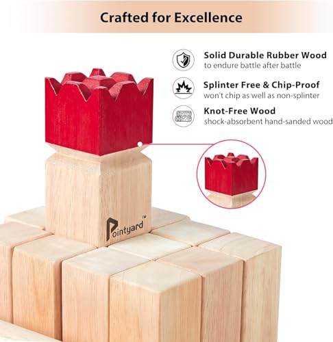 Pointyard Red 3-Inch Kubb Yard Game Set - Wooden Viking Toss Outdoor Game