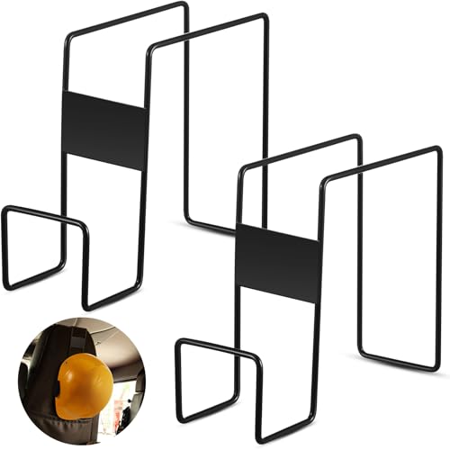 2 Pcs Sturdy Steel Hard Hat Rack Heavy Duty Hard Hat Holder for Truck over the Seat Hanger for Truck Accessories with Back Mount, Black Coated