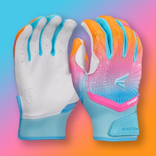 Easton Ghost Batting Gloves Rainbow Sherbert - Light Blue/ Pink / Adult Medium
