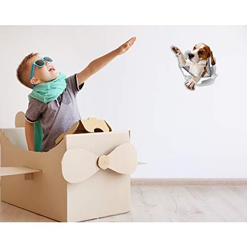 Winston & Bear 3D Reaching Beagle Decals - Dog Stickers for Wall, Car, Fridge, Toilet and More - Retail Packaged - 2 Pack
