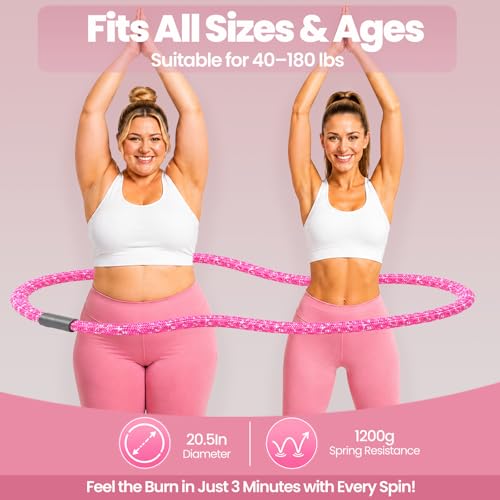Weighted Hula Hoop for Adults - 2.6lb Portable Exercise Hoop