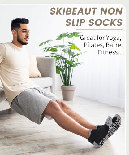 Non-Slip Grippy Socks - 3 Pairs for Yoga & Pilates - Size 7-9 Black