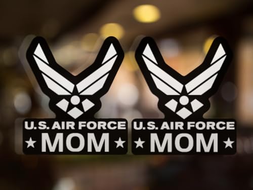 Air Force Mom Vinyl Decal Sticker - 2 Pack (White, 2-3 x 2.9 inch)