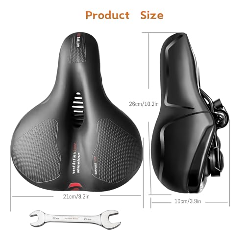 Blue Comfort Bike Seat Cushion with Memory Foam Waterproof Wide Bicycle Saddle