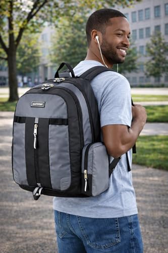 Eastsport Extra Large Expandable Travel Hiking Backpack Ash Gray/Black 18x13.5x9.5