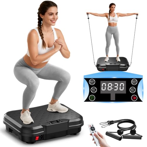 Vibration Plate Exercise Machine - 9 Programs, 250 Speeds - Black