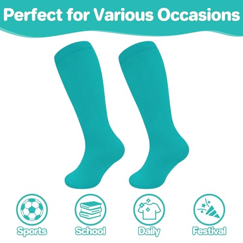 Youth Soccer Socks - Durable Sports Socks for Kids 6-9 Years, Pure Teal