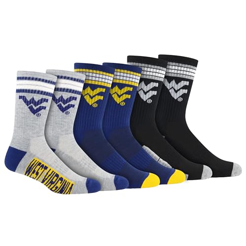Youth NCAA Team Crew Socks - West Virginia Mountaineers 3 Pack