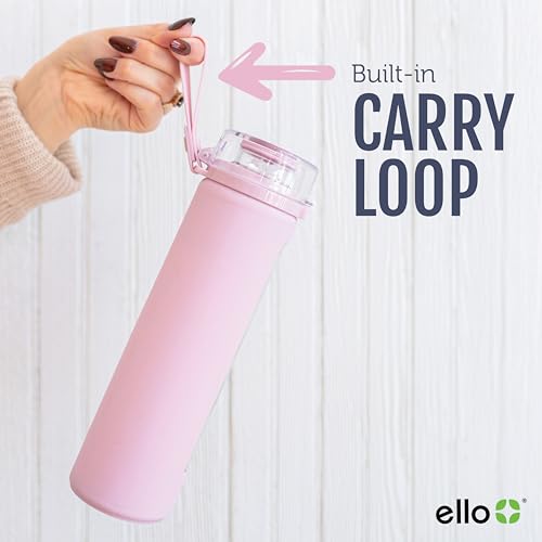 Ello Syndicate 20oz Glass Water Bottle with Flip Lid - Cashmere Pink