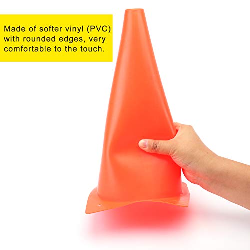 12-Inch Traffic Training Cones Set of 12 - Orange Plastic Agility Markers