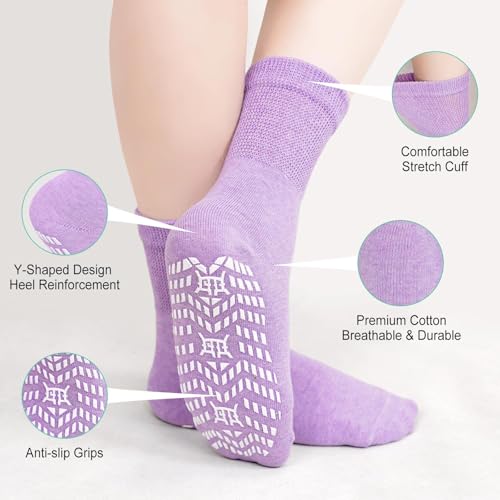 CaiDieNu Non Slip Grip Socks for Women - Multicolor, Size 6-9, Elderly Hospital Use