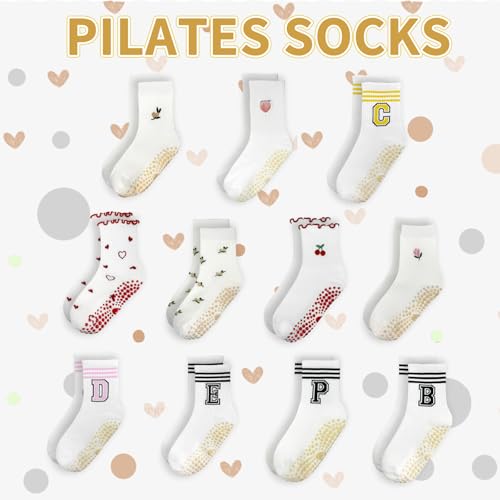 Non-Slip Pilates Grip Ankle Socks for Women - Loquat Polka Dot