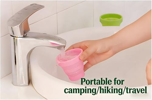 Folding Silicone Cup Set - 3 Pack Travel Camping Cups with Lid