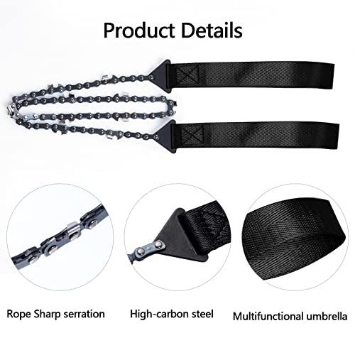 Pocket Chainsaw with Paracord Handle - 24 Inch, 11 Teeth - Black