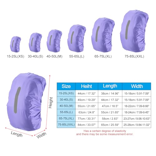 Waterproof Backpack Rain Cover - Small Purple, Reflective Strap