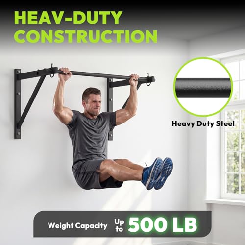 52” Wall Mounted Pull Up Bar - 500 lb Capacity, Adjustable Depth