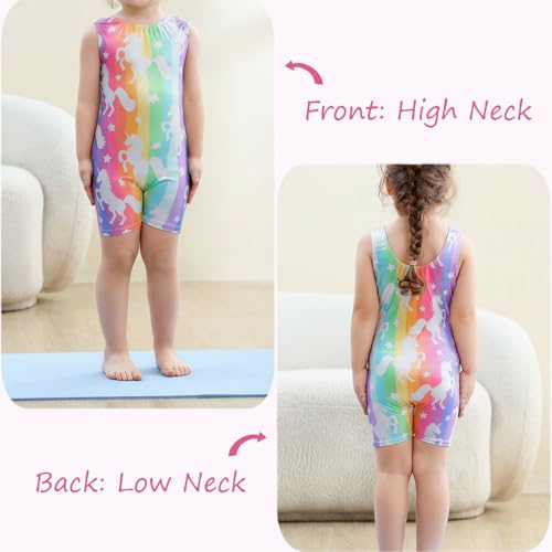 Sparkly Gymnastics Leotard with Shorts for Girls - Unicorn, 9-10 Years