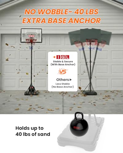Adjustable Kids Basketball Hoop - 4-8.5ft, Portable with Wheels - Black