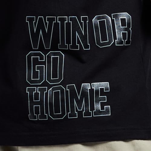 Short Sleeve Graphic Logo T-Shirt - Win Or Go Home, Medium, Black