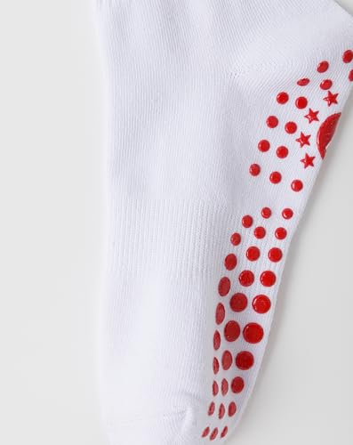 Yawlsow Pilates Grip Socks for Women, Cute Embroidered Yoga Grippy