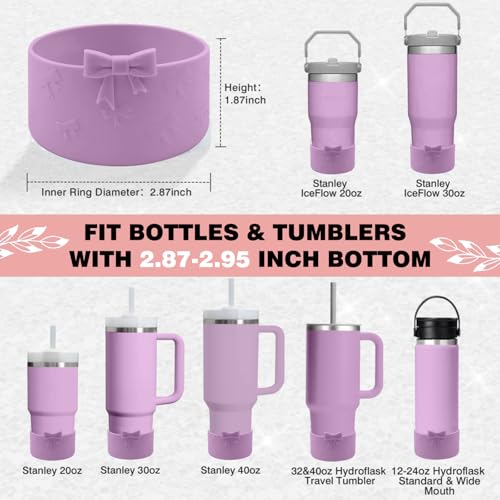 Bows Silicone Water Bottle Boot for Stanley Cup - Lilac