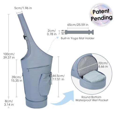 Yoga Mat Bag with Waterproof Pocket & Adjustable Strap - Blue