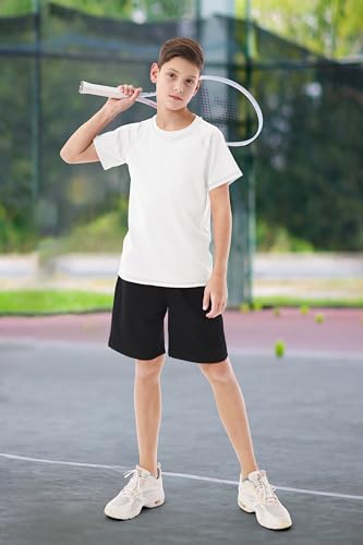 Boys' UPF 50+ Short Sleeve Rash Guard Swim Shirt - White, 6-7 Years