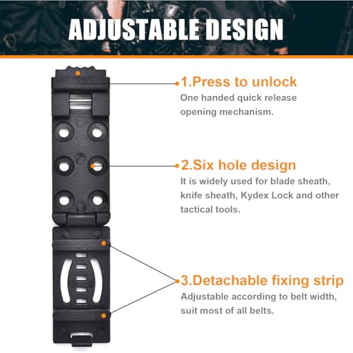 4-Pack Tactical Belt Clips for Knives & Holsters - Universal Kydex Utility Sheath Clips