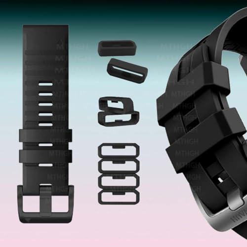 22mm Silicone Watch Strap Loop Fasteners - Black - 10 Pack