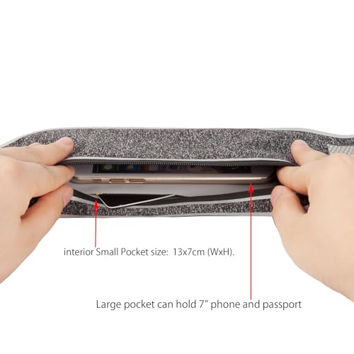 Slim Running Belt - Water-Resistant Fanny Pack for 7" Phone - Black Grey